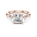 2.16 CT VVS D Color Asscher Cut Three Stone Diamond Engagement Ring