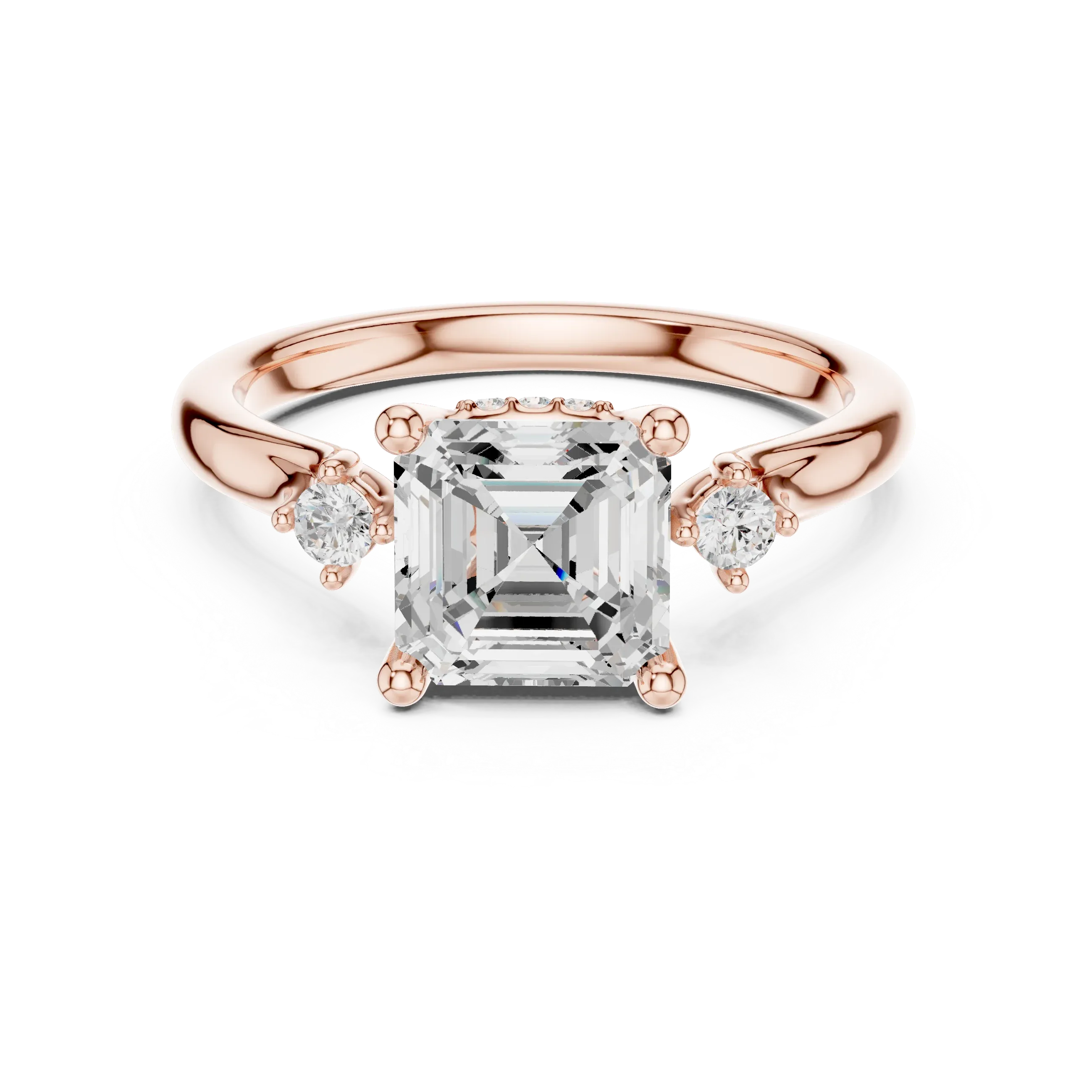 2.16 CT VVS D Color Asscher Cut Three Stone Diamond Engagement Ring