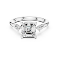 2.16 CT VVS D Color Asscher Cut Three Stone Diamond Engagement Ring