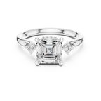 2.16 CT VVS D Color Asscher Cut Three Stone Diamond Engagement Ring