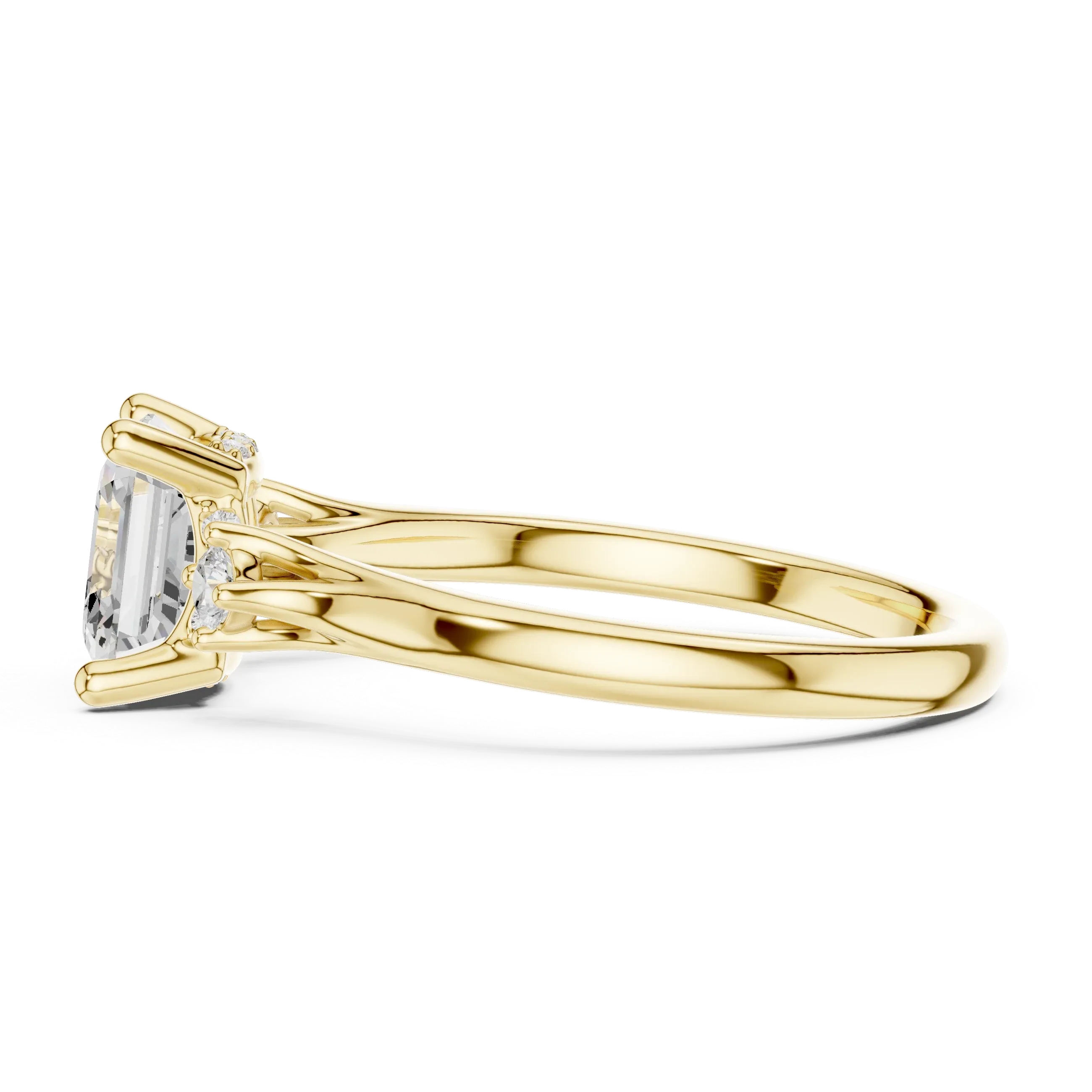 2.16 CT VVS D Color Asscher Cut Three Stone Diamond Engagement Ring