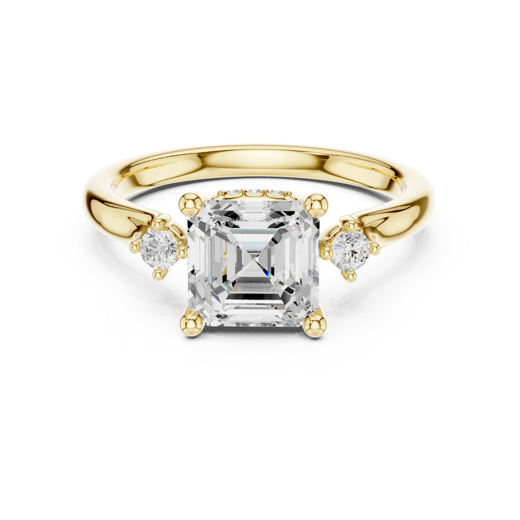 2.16 CT VVS D Color Asscher Cut Three Stone Diamond Engagement Ring