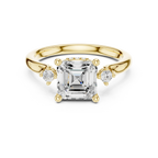 2.16 CT VVS D Color Asscher Cut Three Stone Diamond Engagement Ring