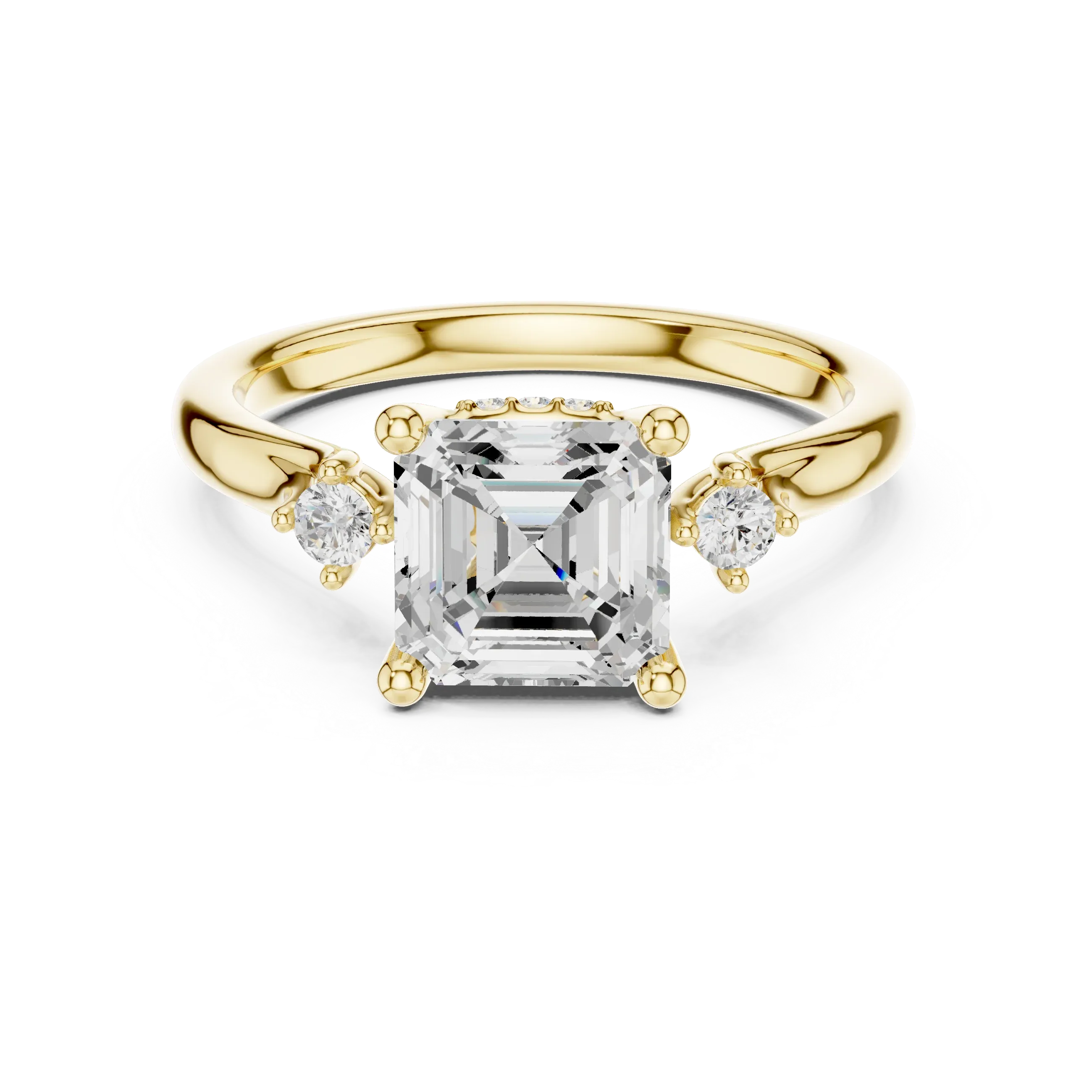 2.16 CT VVS D Color Asscher Cut Three Stone Diamond Engagement Ring