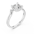 2.16 CT VVS D Color Cushion Cut Three Stone Diamond Engagement Ring