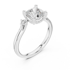 2.16 CT VVS D Color Cushion Cut Three Stone Diamond Engagement Ring