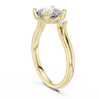 2.16 CT VVS D Color Cushion Cut Three Stone Diamond Engagement Ring