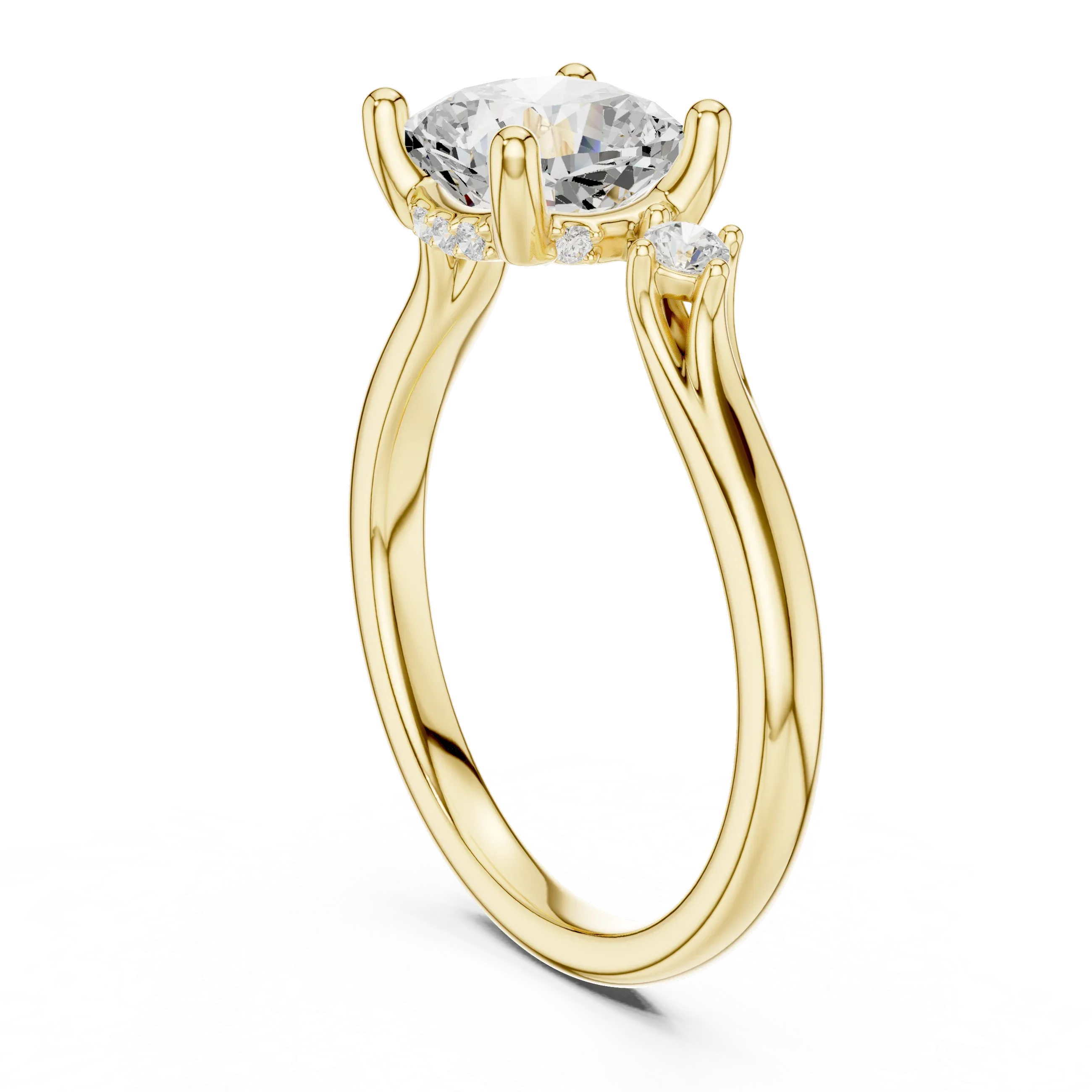 2.16 CT VVS D Color Cushion Cut Three Stone Diamond Engagement Ring