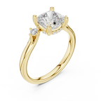 2.16 CT VVS D Color Cushion Cut Three Stone Diamond Engagement Ring