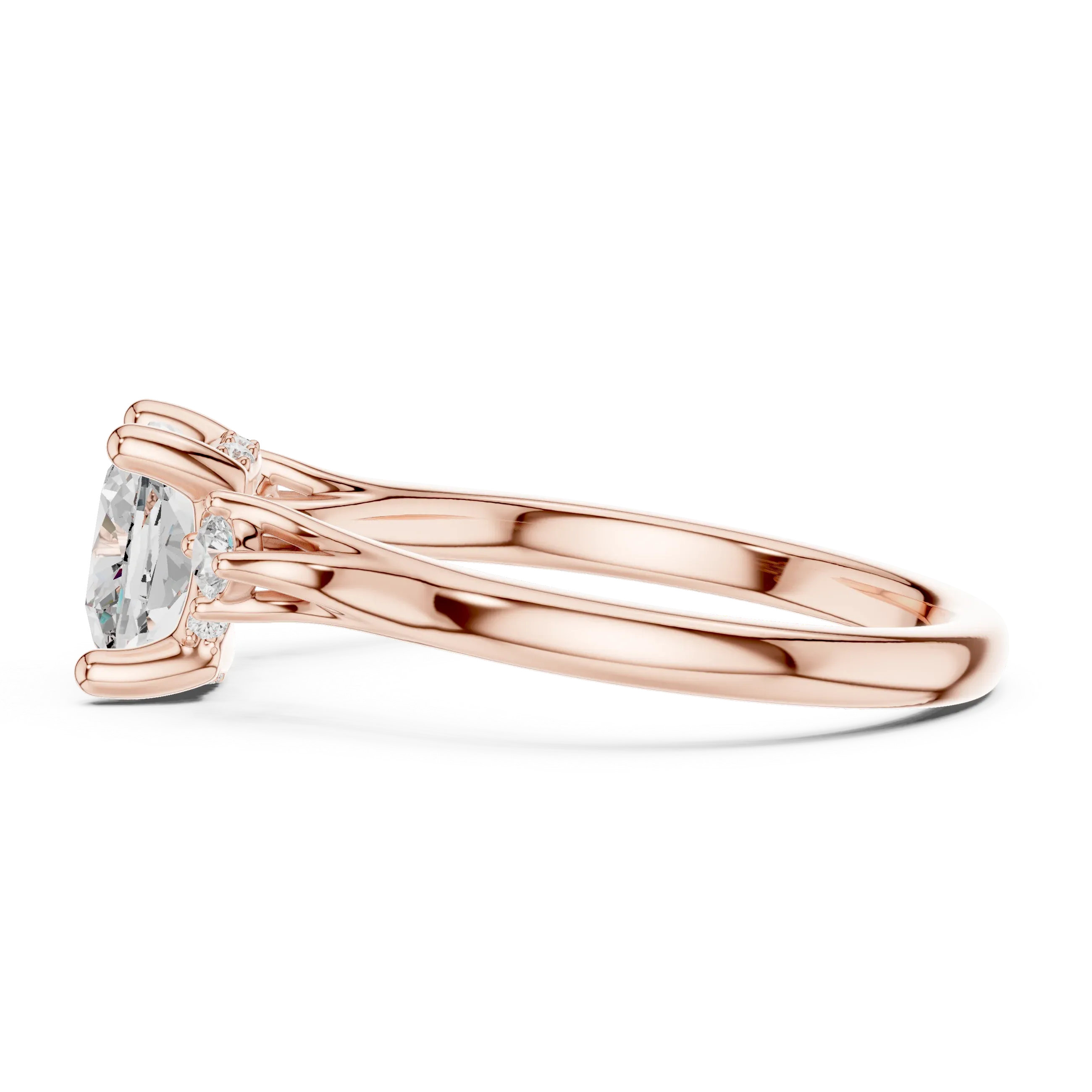 2.16 CT VVS D Color Cushion Cut Three Stone Diamond Engagement Ring