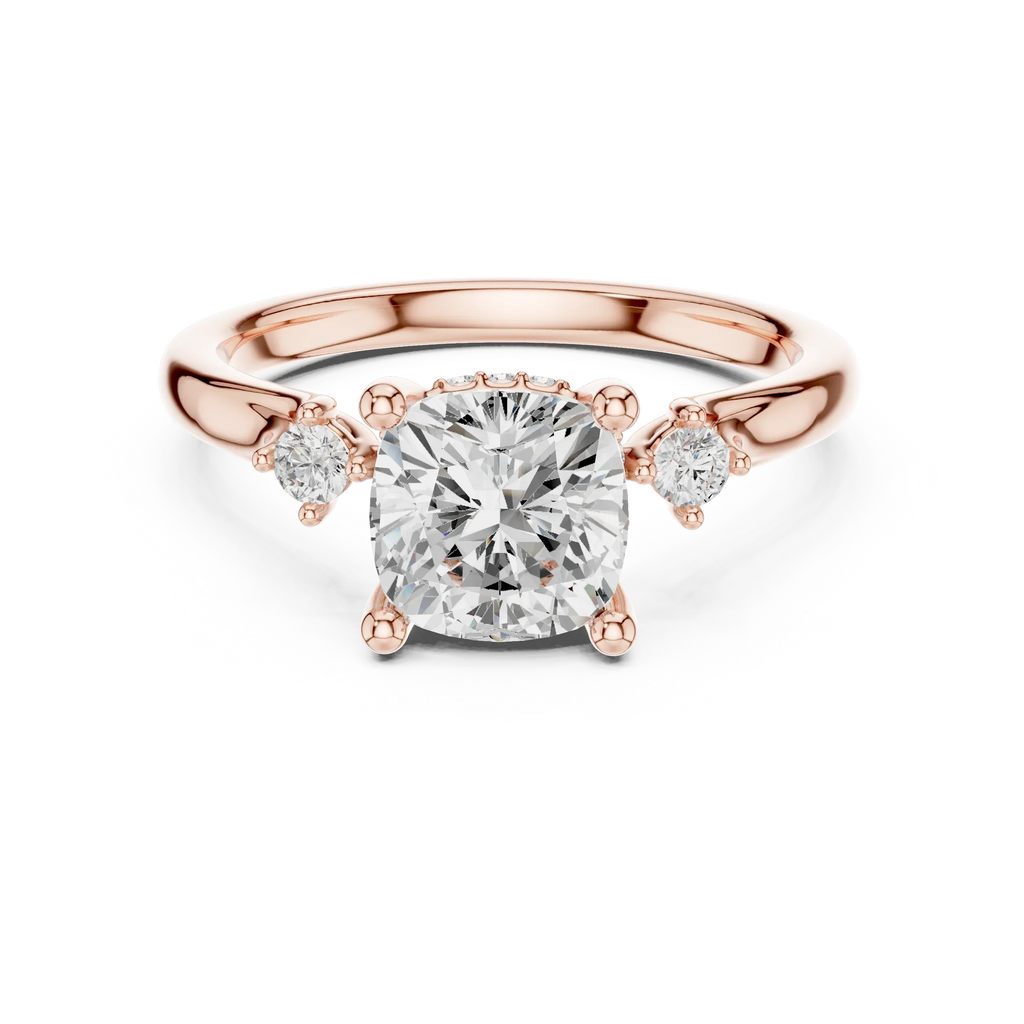 2.16 CT VVS D Color Cushion Cut Three Stone Diamond Engagement Ring