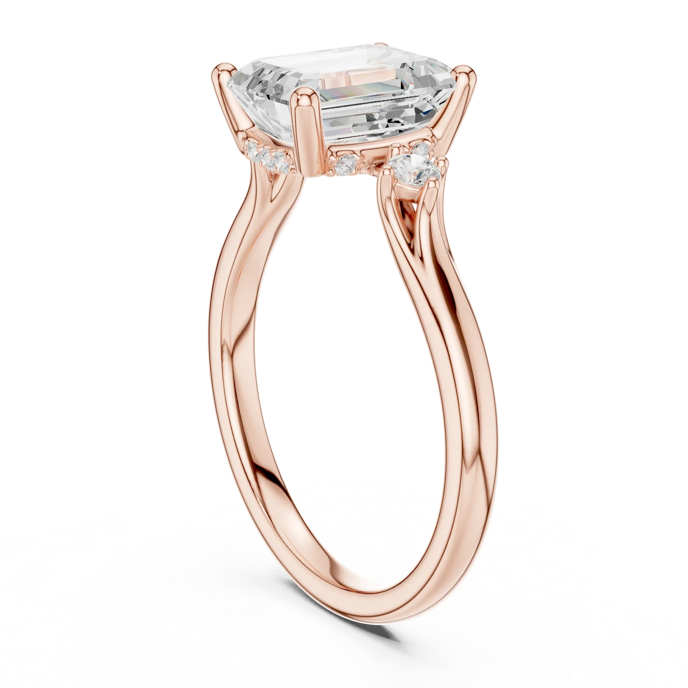 2.16 CT VVS D Color Emerald Cut Three Stone Diamond Engagement Ring
