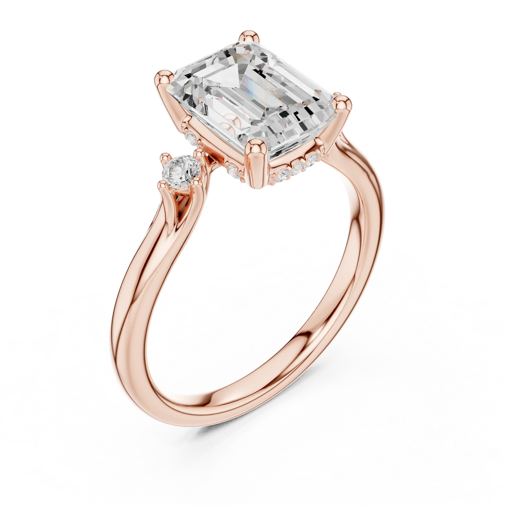 2.16 CT VVS D Color Emerald Cut Three Stone Diamond Engagement Ring