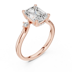 2.16 CT VVS D Color Emerald Cut Three Stone Diamond Engagement Ring
