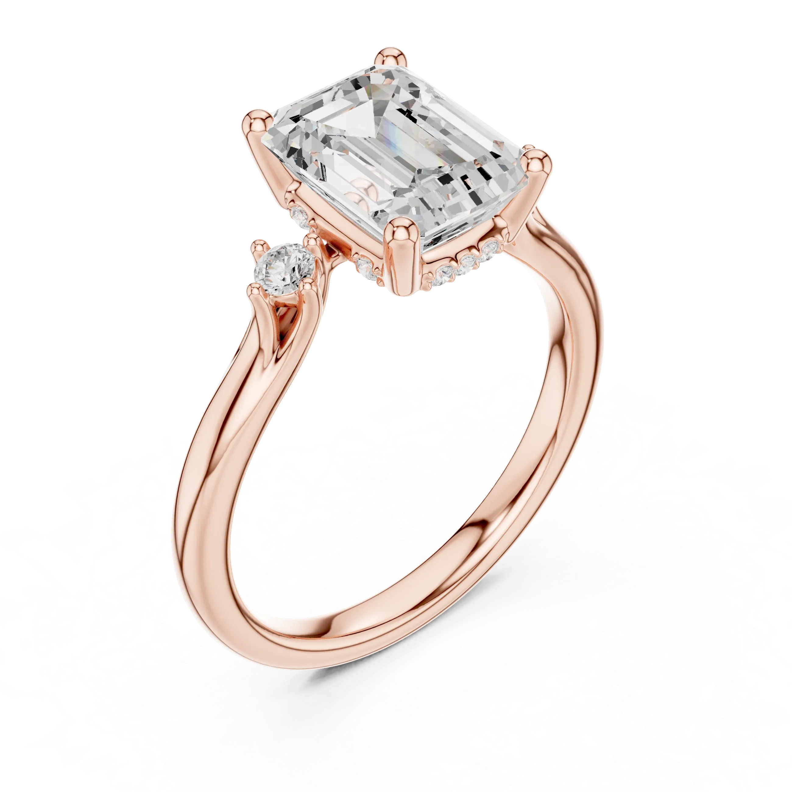 2.16 CT VVS D Color Emerald Cut Three Stone Diamond Engagement Ring
