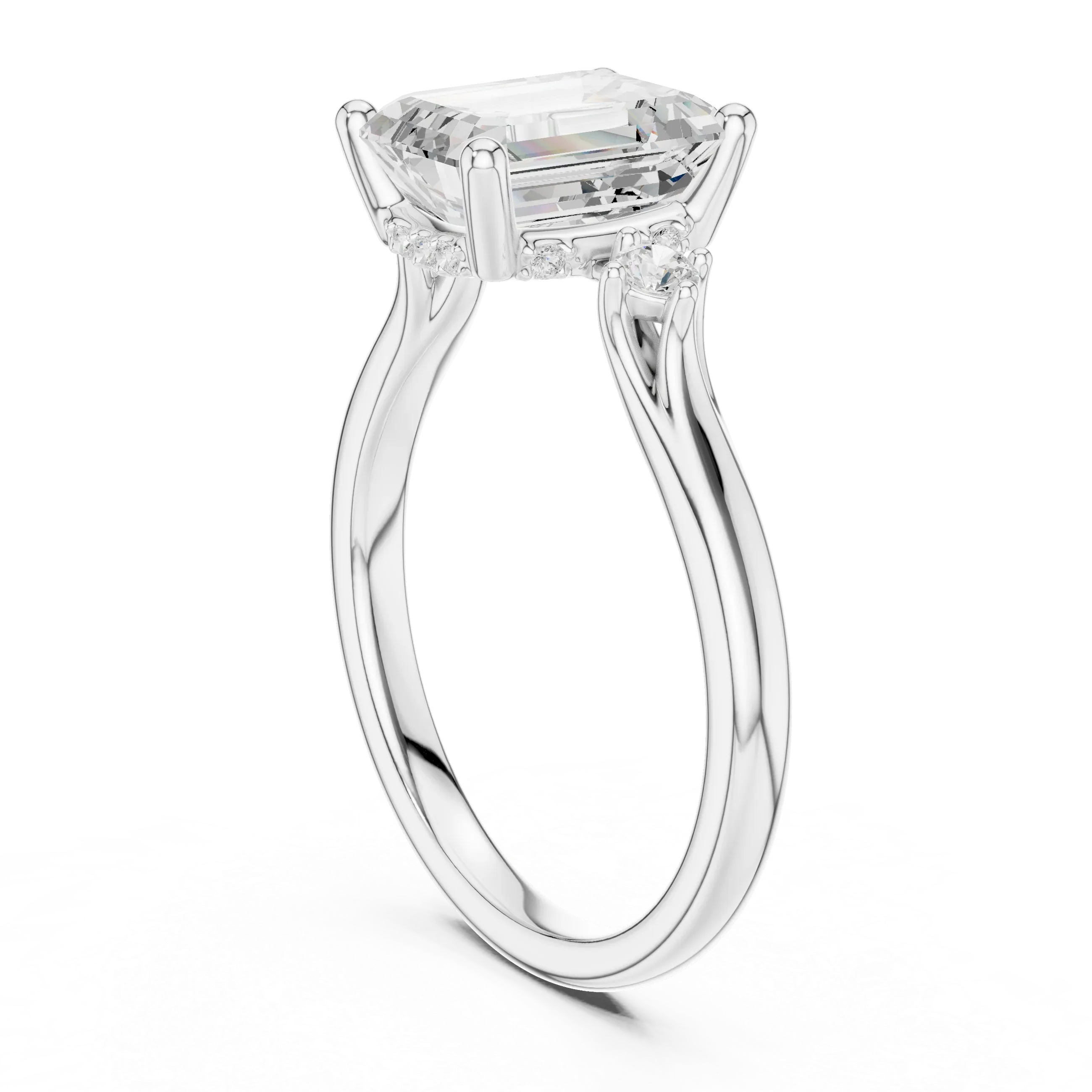 2.16 CT VVS D Color Emerald Cut Three Stone Diamond Engagement Ring