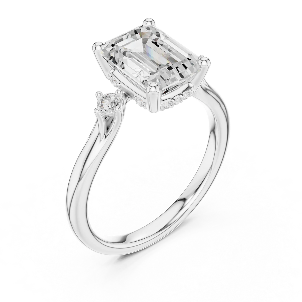 2.16 CT VVS D Color Emerald Cut Three Stone Diamond Engagement Ring
