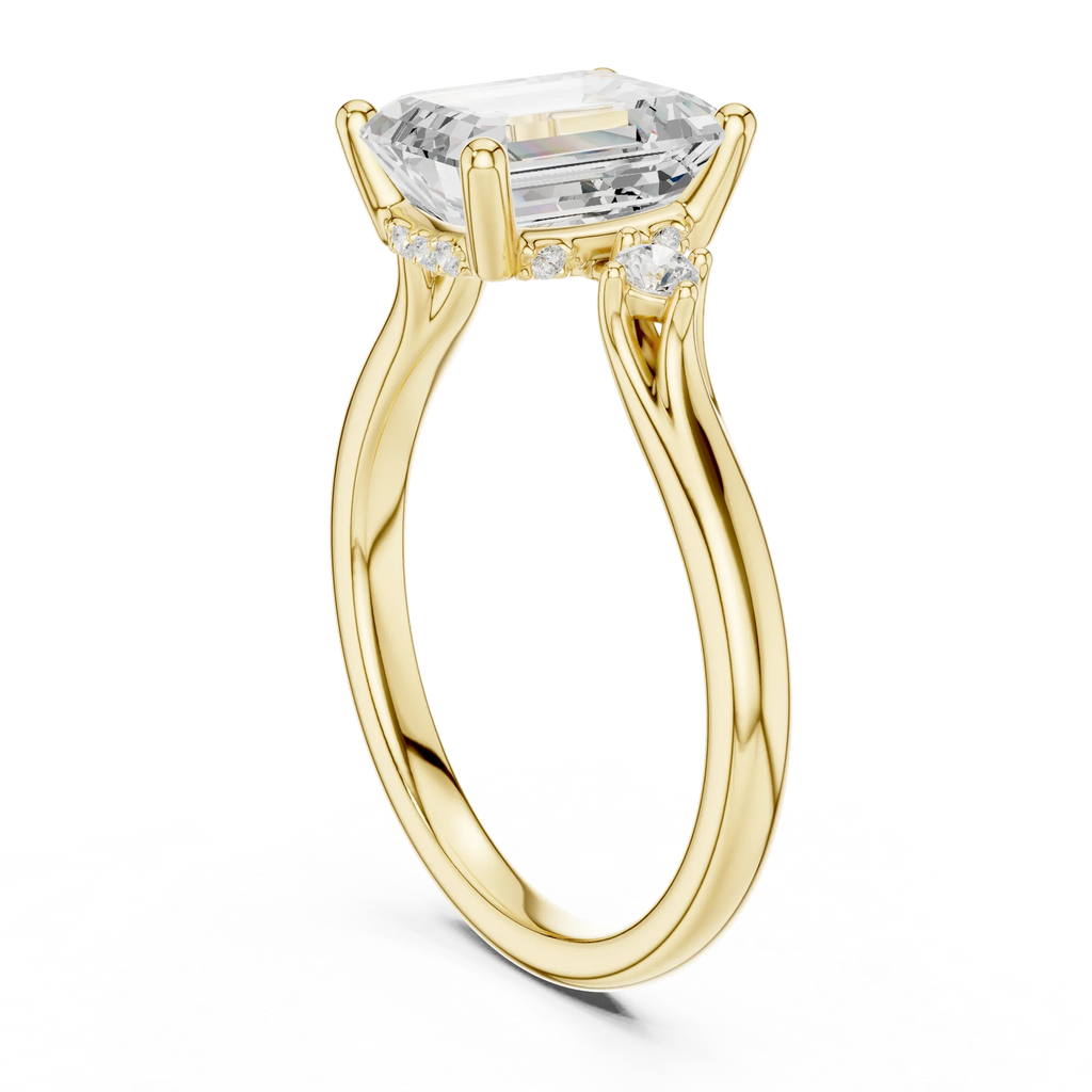2.16 CT VVS D Color Emerald Cut Three Stone Diamond Engagement Ring
