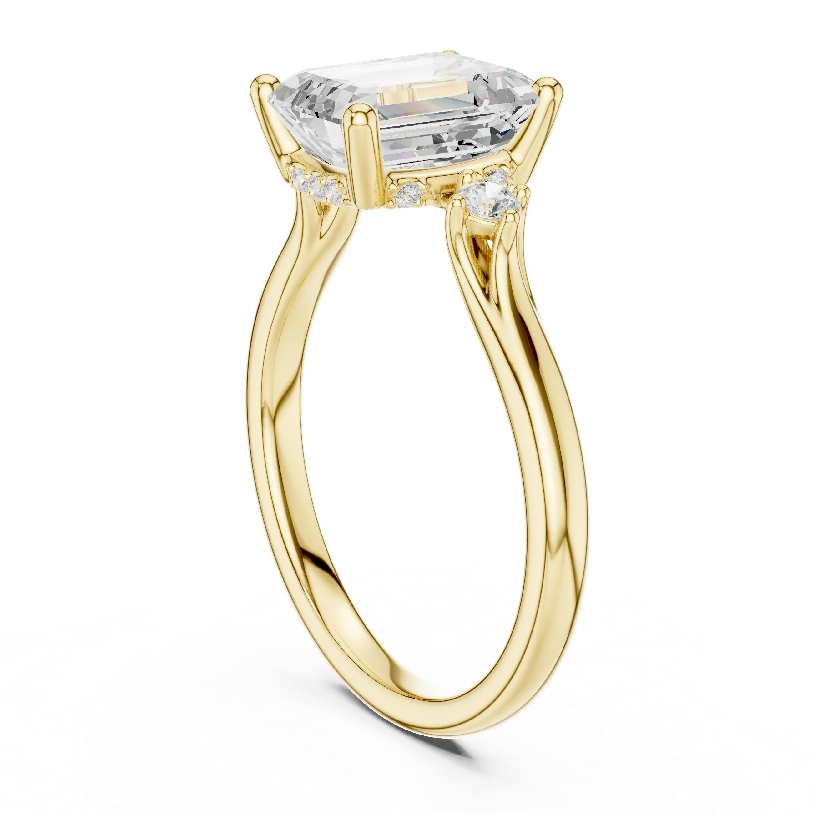 2.16 CT VVS D Color Emerald Cut Three Stone Diamond Engagement Ring