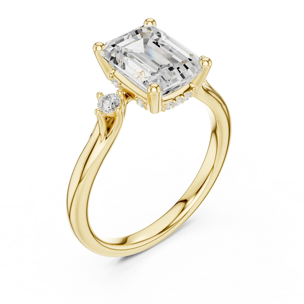 2.16 CT VVS D Color Emerald Cut Three Stone Diamond Engagement Ring