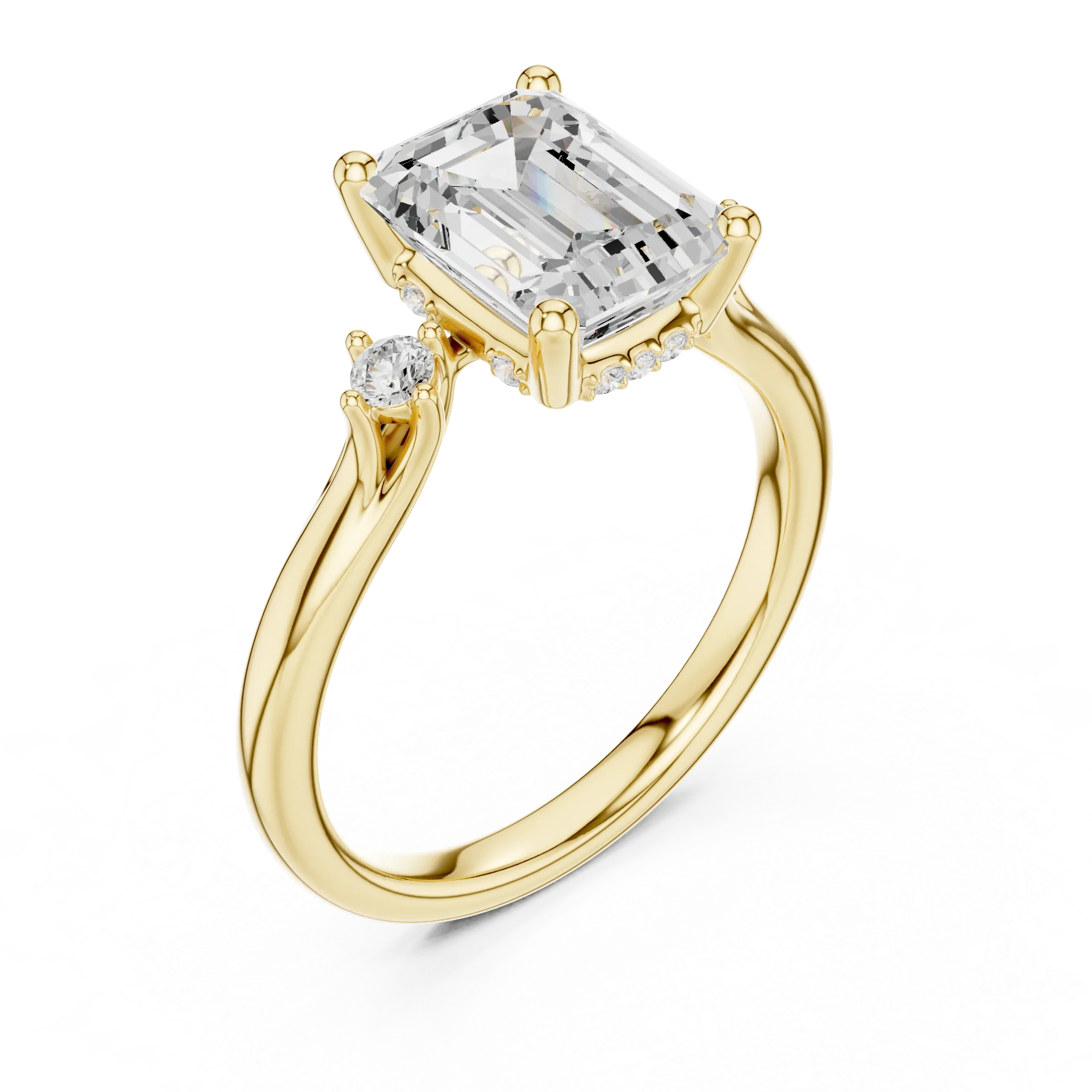 2.16 CT VVS D Color Emerald Cut Three Stone Diamond Engagement Ring
