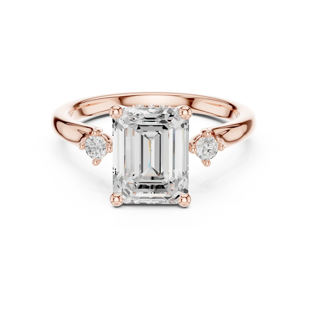 2.16 CT VVS D Color Emerald Cut Three Stone Diamond Engagement Ring