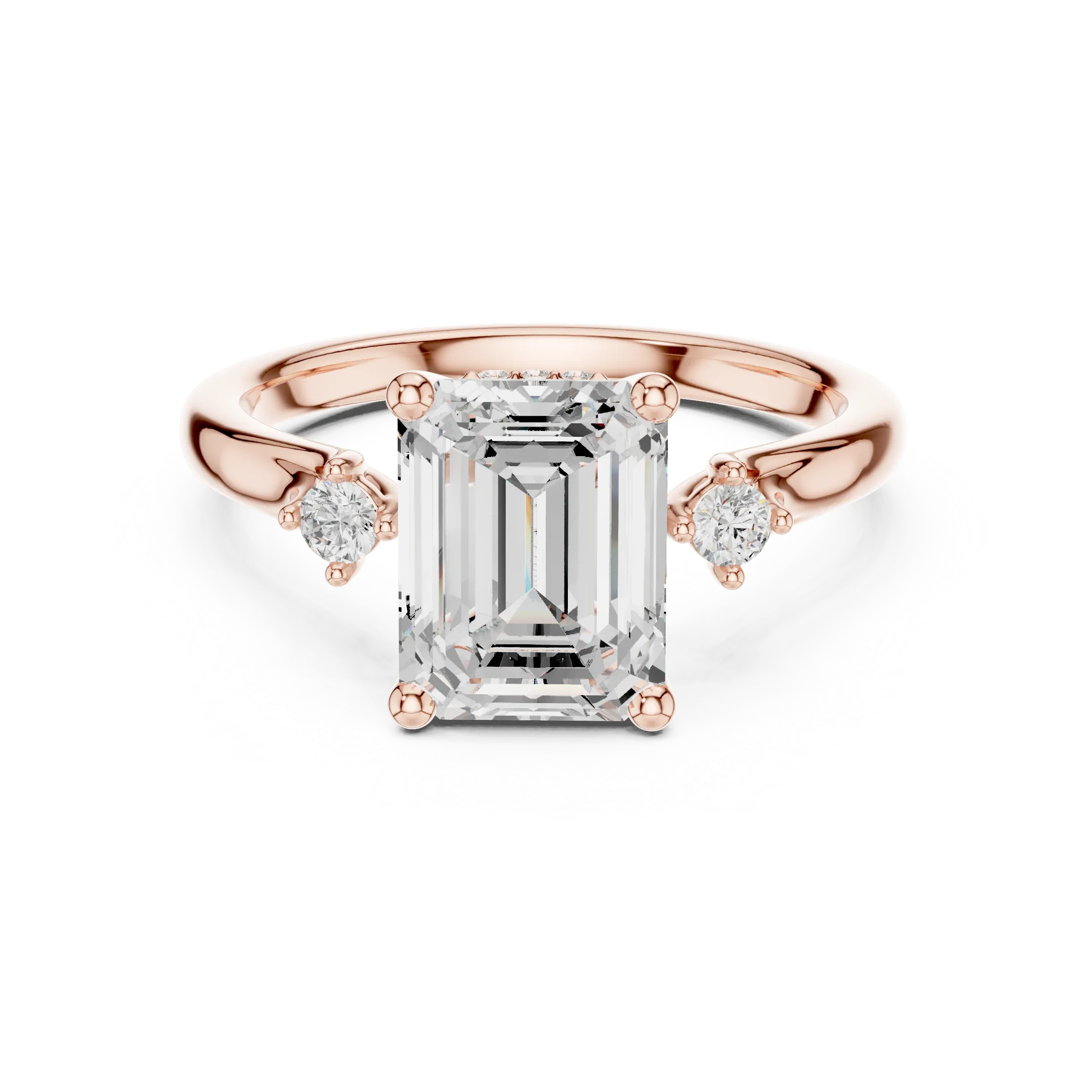 2.16 CT VVS D Color Emerald Cut Three Stone Diamond Engagement Ring