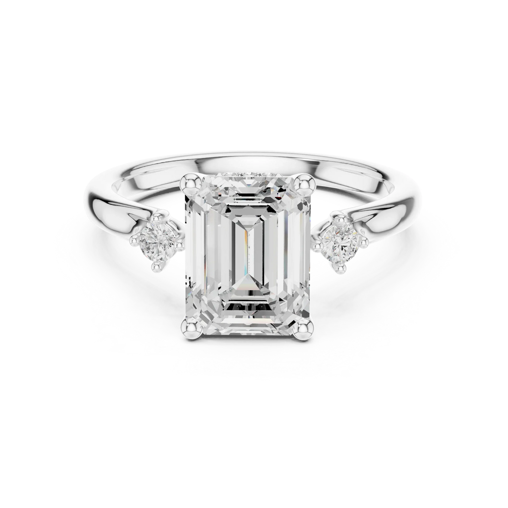 2.16 CT VVS D Color Emerald Cut Three Stone Diamond Engagement Ring