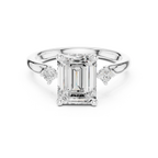 2.16 CT VVS D Color Emerald Cut Three Stone Diamond Engagement Ring