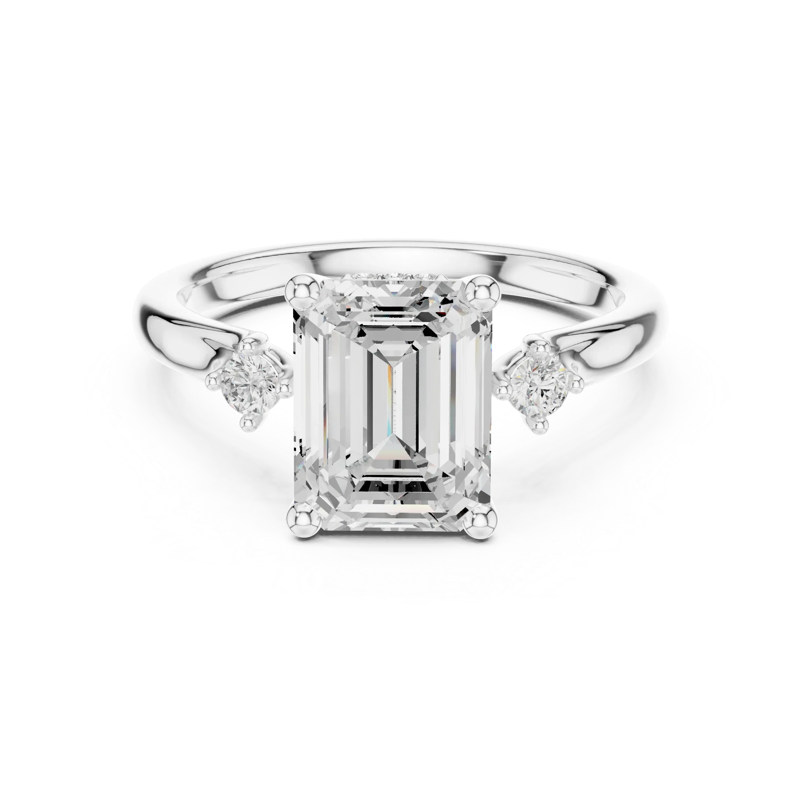 2.16 CT VVS D Color Emerald Cut Three Stone Diamond Engagement Ring