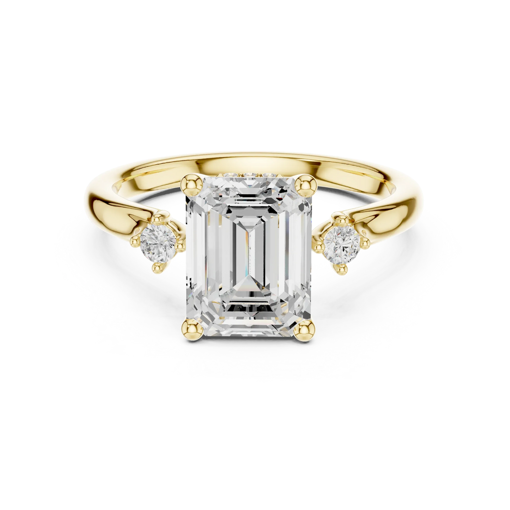 2.16 CT VVS D Color Emerald Cut Three Stone Diamond Engagement Ring
