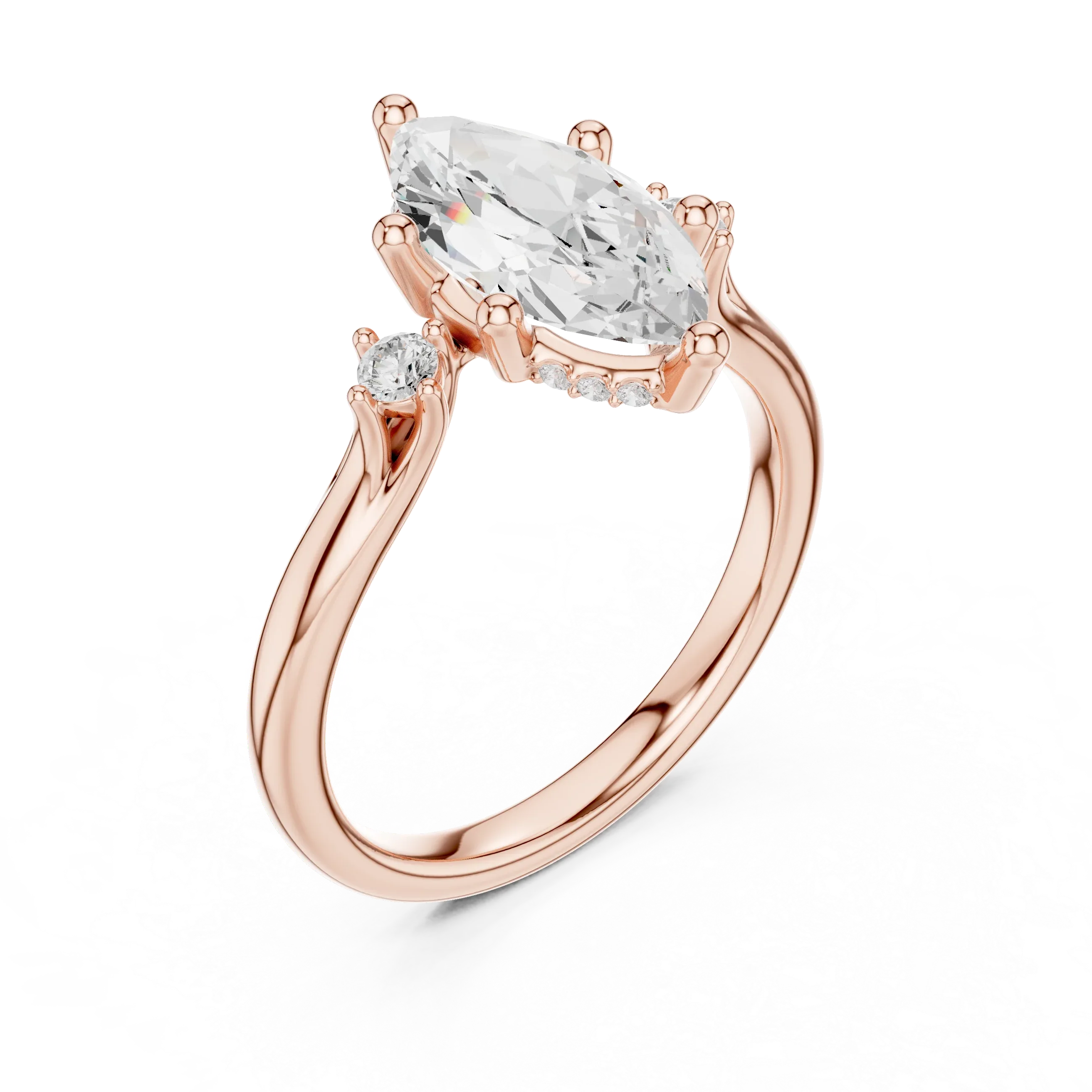 2.16 CT VVS D Color Marquise Cut Three Stone Diamond Engagement Ring