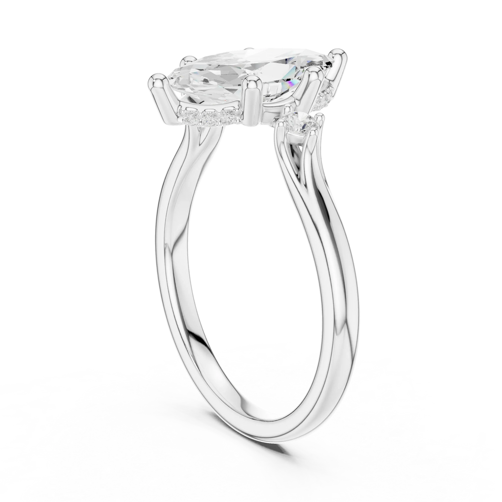 2.16 CT VVS D Color Marquise Cut Three Stone Diamond Engagement Ring