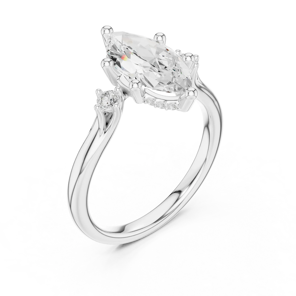 2.16 CT VVS D Color Marquise Cut Three Stone Diamond Engagement Ring
