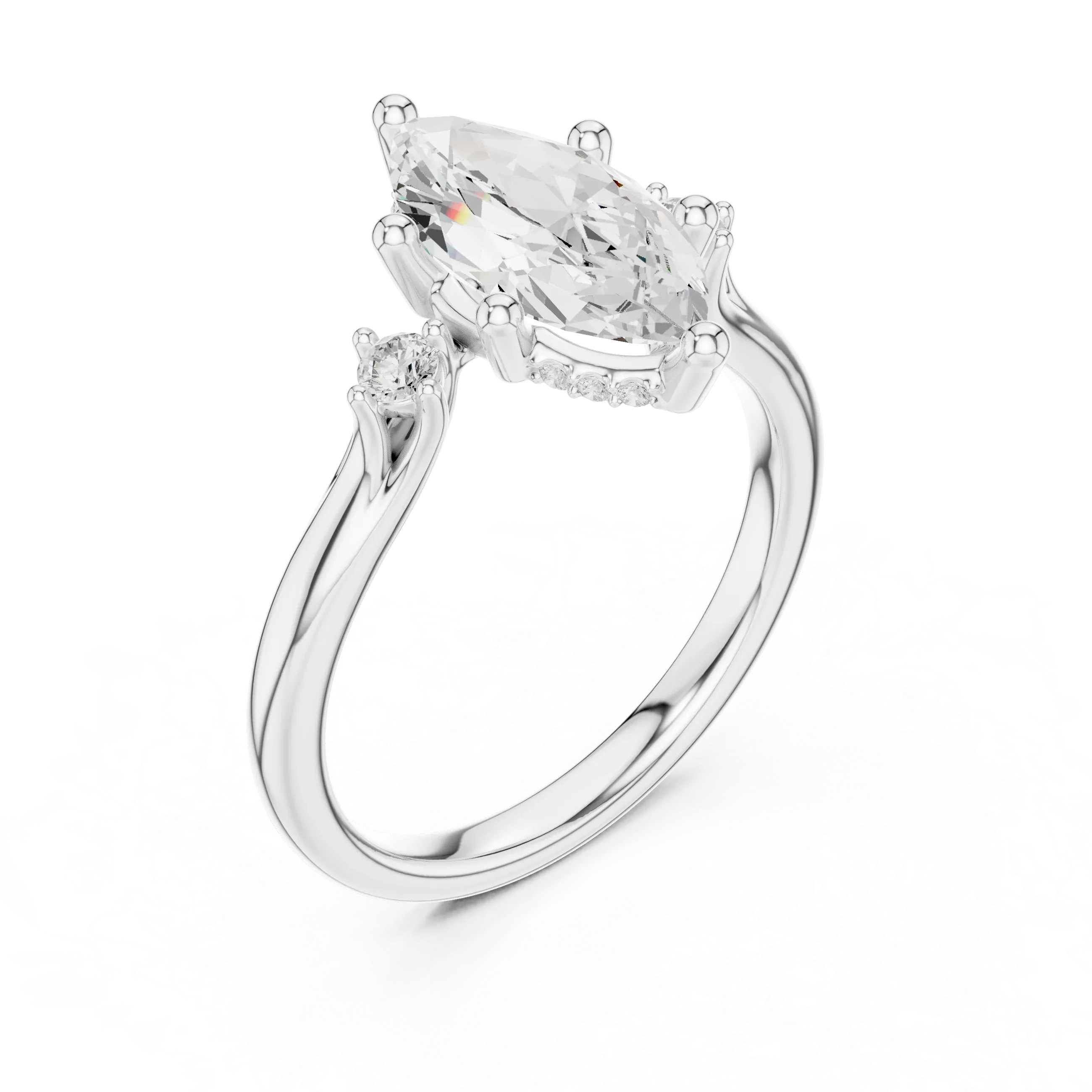 2.16 CT VVS D Color Marquise Cut Three Stone Diamond Engagement Ring