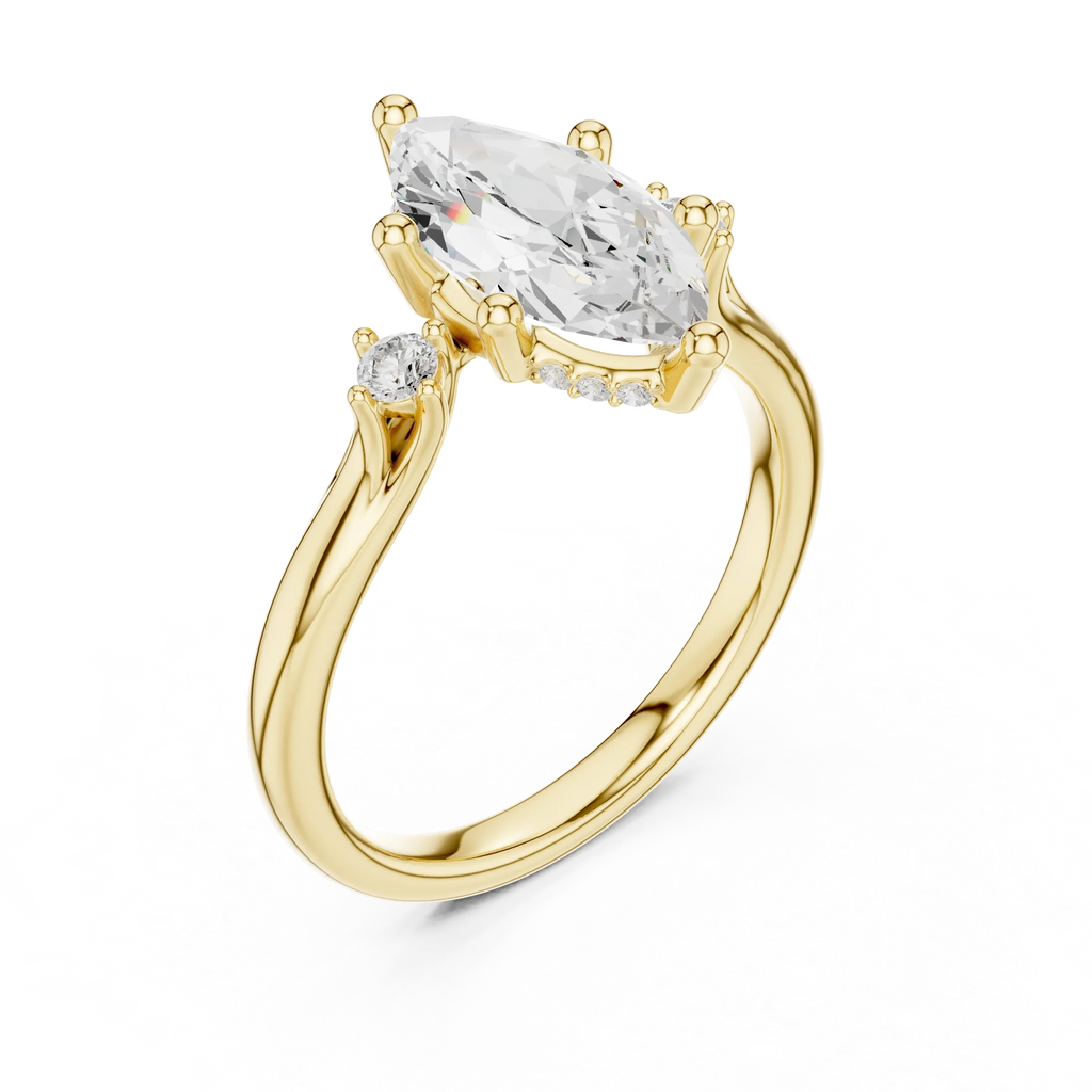 2.16 CT VVS D Color Marquise Cut Three Stone Diamond Engagement Ring