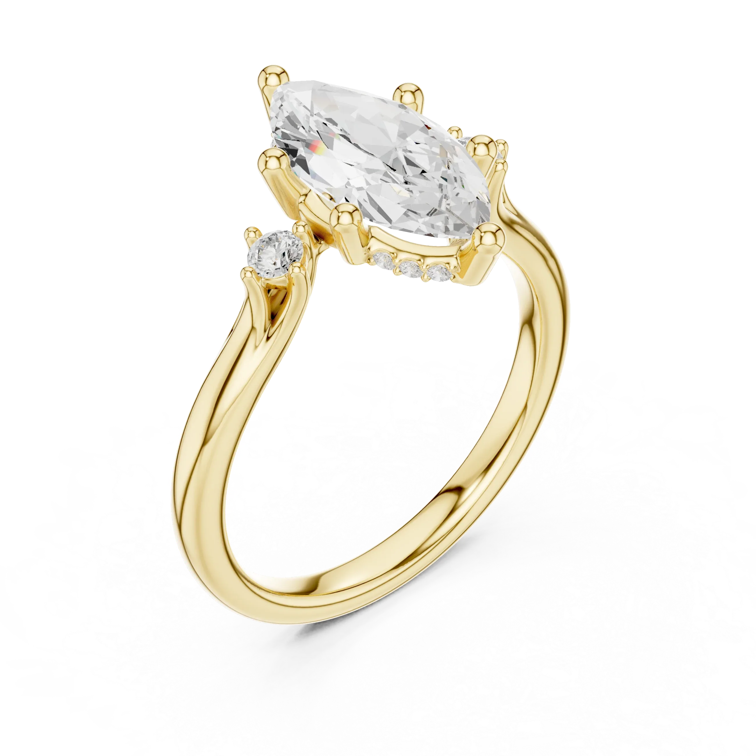 2.16 CT VVS D Color Marquise Cut Three Stone Diamond Engagement Ring