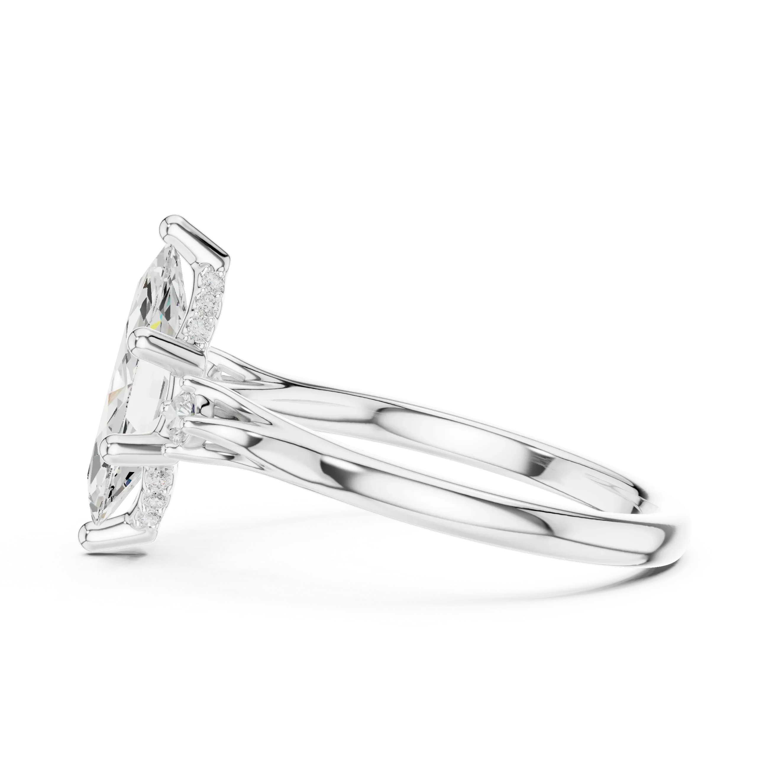 2.16 CT VVS D Color Marquise Cut Three Stone Diamond Engagement Ring
