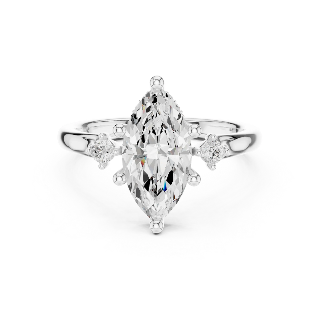 2.16 CT VVS D Color Marquise Cut Three Stone Diamond Engagement Ring