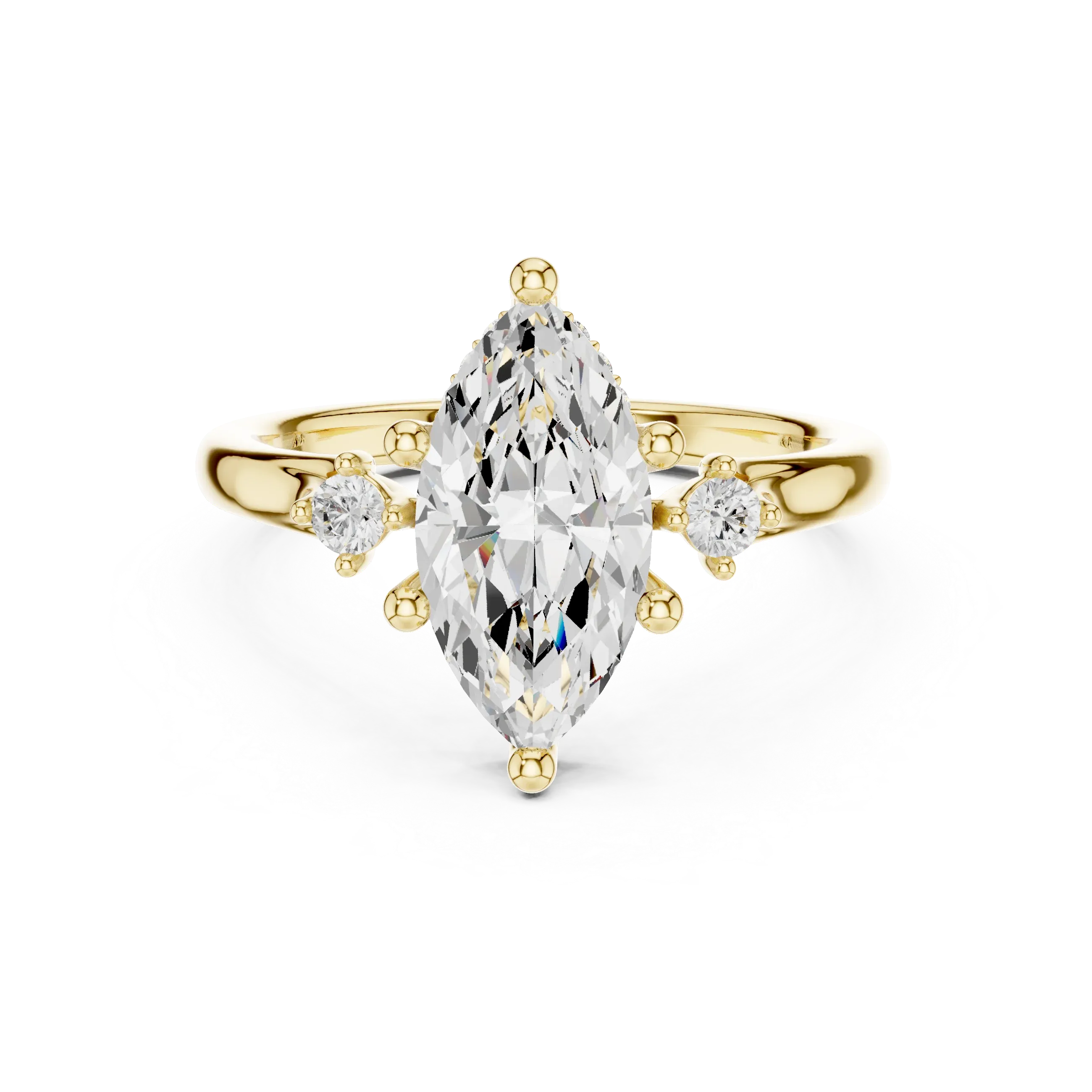 2.16 CT VVS D Color Marquise Cut Three Stone Diamond Engagement Ring