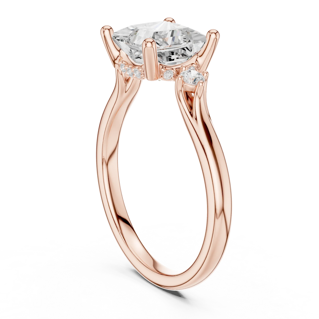 2.16 CT VVS D Color Princess Cut Three Stone Diamond Engagement Ring