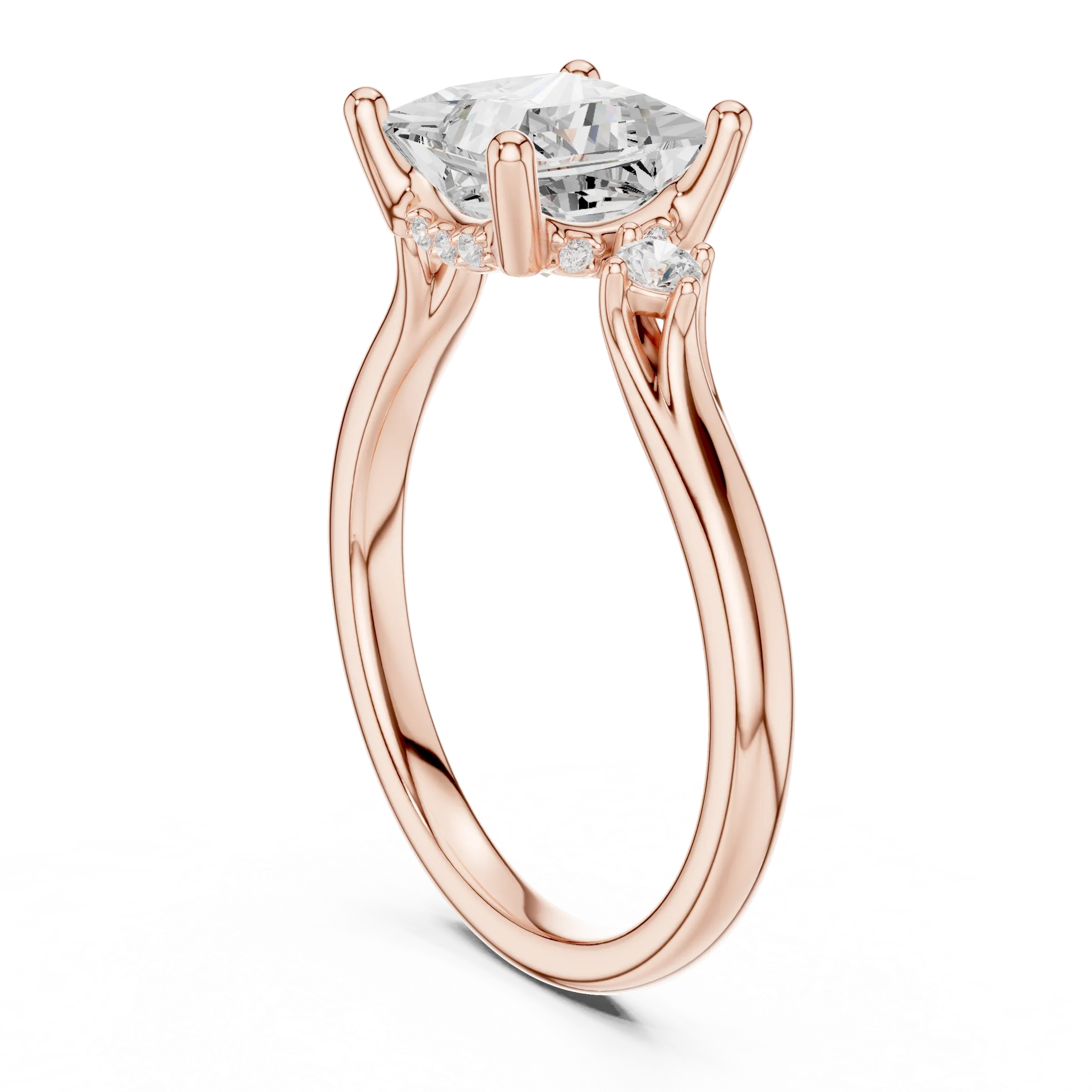 2.16 CT VVS D Color Princess Cut Three Stone Diamond Engagement Ring