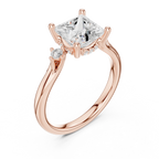 2.16 CT VVS D Color Princess Cut Three Stone Diamond Engagement Ring