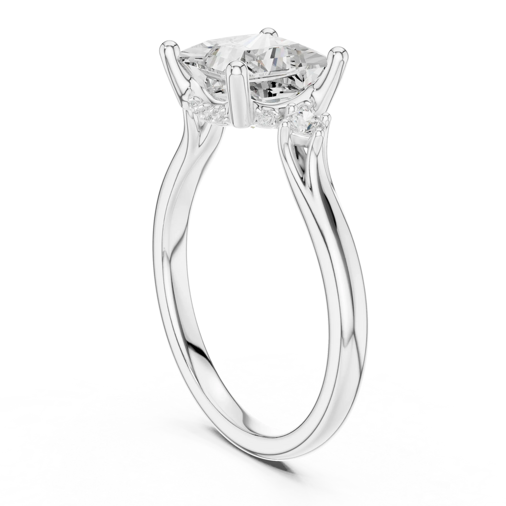 2.16 CT VVS D Color Princess Cut Three Stone Diamond Engagement Ring