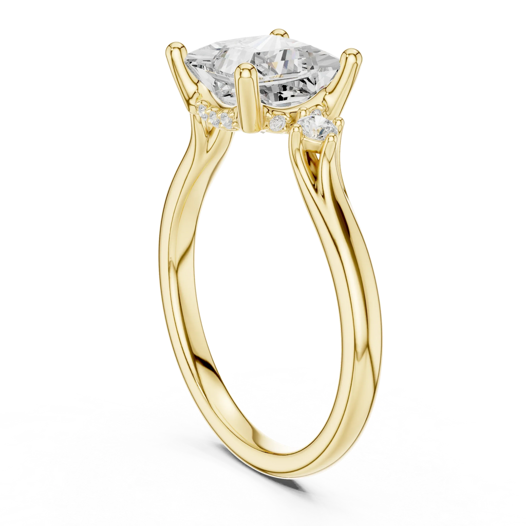2.16 CT VVS D Color Princess Cut Three Stone Diamond Engagement Ring