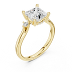 2.16 CT VVS D Color Princess Cut Three Stone Diamond Engagement Ring