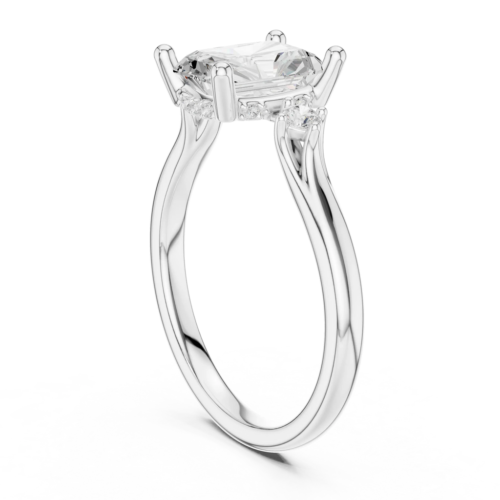 2.16 CT VVS D Color Radient Cut Three Stone Diamond Engagement Ring