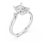 2.16 CT VVS D Color Radient Cut Three Stone Diamond Engagement Ring