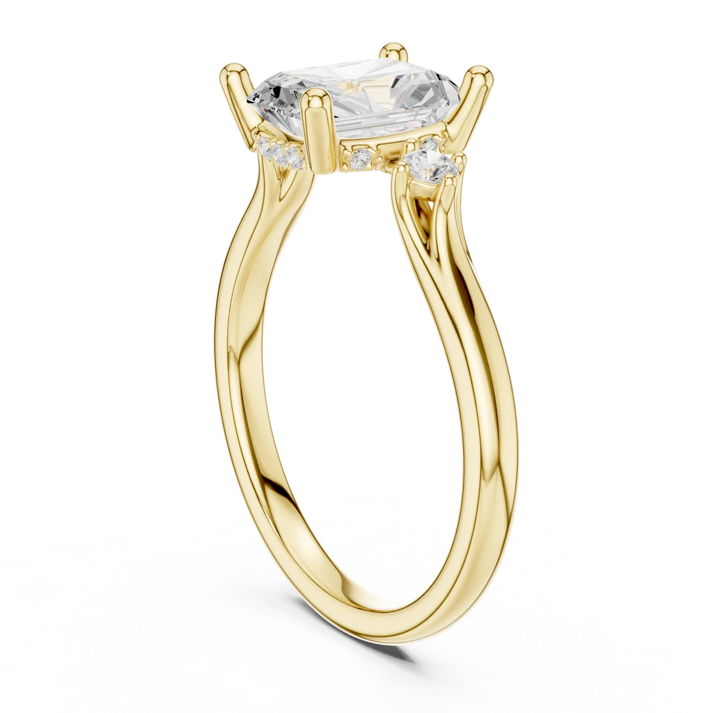 2.16 CT VVS D Color Radient Cut Three Stone Diamond Engagement Ring