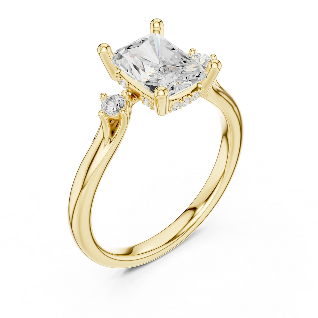 2.16 CT VVS D Color Radient Cut Three Stone Diamond Engagement Ring